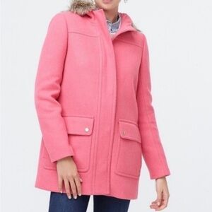 J Crew Factory Vail Parka Pink Pea Coat Fur Hood